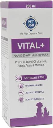 PET360 VITAL+, Advanced Wellness Formula, Premium Blend of Multivitamins, Amino Acids & Minerals for Dogs & Cats 200 ml Pet Health Supplements