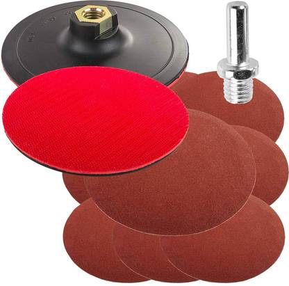 h9 Sanding Disc Pad 5 inch of M10 for angle grinder for Paint & Rust Remover and 10 Pieces Sanding Paper P60 (125 mm) (Multicolour Pad) Ceramic Aluminum Oxide Sandpaper