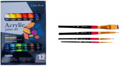 ART PAVILION The Pingaksho | Artpavillion Combo Acrylic Paint Set of 30 ml 12 Shade & Master Reservoir Set of 4pcs