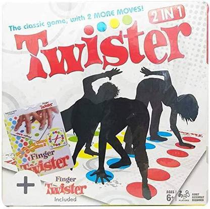 KIDAKING 2 in 1 twister board game with 2 more moves spinner wheel, cool mat and finger twister- Multi color Party & Fun Board Game
