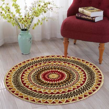 The Home Talk Multicolor, Red Wool Carpet