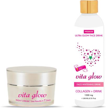 vita glow Skin Whitening Cream & Drink | Melanin Reduction | Skin Brightening | Lightens and Brightens Skin | Anti Pigmentation |Natural Drink | Skin Lightening & Whitening drink with Glutathione| Remove dark Spots | Anti Pigmentation | Full Body Lightening |100% Natural and Safe for Women and Men|6 month Course | Pack of 2 |