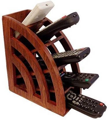 RGRANDSONS 5 Compartments Wooden Wooden Remote Control Storage Holder Stand Organizer Rack Plain