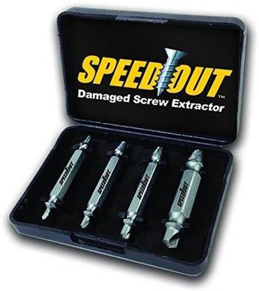 LINER BOUTIQUE Speed Out Damaged Screw Extractor 4 Piece Set for Any Size Screw OR Bolt - SOUT21 Speed Out Damaged Screw Extractor 4 Piece Set for Any Size Screw OR Bolt - SOUT21