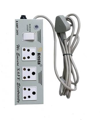 DKrista Power Extension Strip 3 Socket & 1 Switch 3 Core 2.2 Meters 16 Amp Surge Protector 16 A 1 Switch 3 Sockets Three Pin Plug