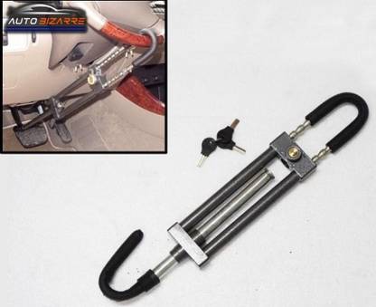 AutoBizarre Heavy Duty Double Protection Anti-Theft Car Steering Wheel Lock with Clutch Pedal/Brake Pedal Lock for All Cars Gear Lock