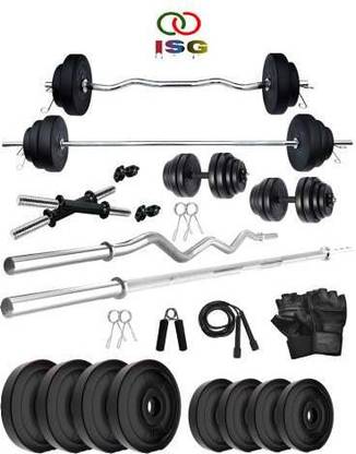 ISG 30 kg 30KG PVC 5 Feet Home Gym Combo with Curl 3 Feet Home Gym Combo