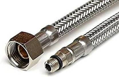 blaze world Stainless Steel Flexible Brass Nut 1/2 Inch 2 ft Hot & Cold Water Supply Connection Pipe Only for Sink Tap,Faucet Mixer| One Pair Made in India Hose Pipe