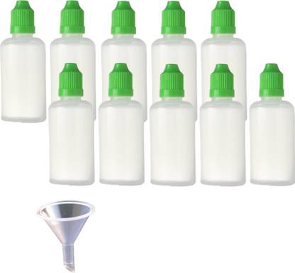 Happy2Buy Dropper Bottle Set of 10 with Mini Funnel | Squeezable Dropper Bottles for Eye Drops | Multiuse for Liquid | 25 ml White | 8 cm Drop Bottles x 1.2 Inch Funnel | (10 Dropper with 1 Funnel) Laboratory Dropper Bottle