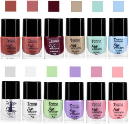 tenno PASTEL BRIGHT SHINE NAIL PAINT DUSKY BROWN, COFFEE BROWN, PASTEL GREEN, BASE COAT