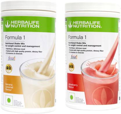 HERBALIFE Formula 1 Shake Mix- Banana Caramel Flavor & Strawberry Flavor For Weight Loss Plant-Based Protein