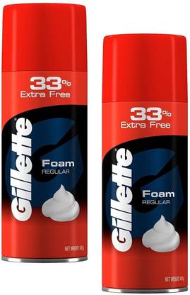 Gillette Regular shaving foam Each 418g pack of 2