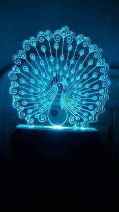 CLARIPLUS PEACOCK DESIGN NIGHT LAMP Night Lamp (10 cm, Multicolor) Night Lamp