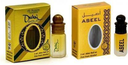Al Nuaim Combo Pack Of 2 Dubai Gold & Aseel Perfumes for Men & Women,3 ML Floral Attar