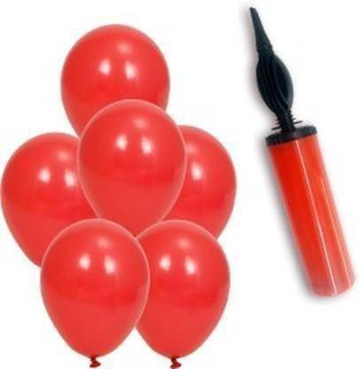 Boan Boan C Solid 10 NOS RED METALLIC BALLOONS + PUMP Balloon