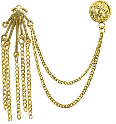Men Style Partwear And Wedding HOOK Label Pin  With Hanging Chain Label Pin Suit Brooch