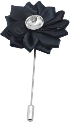 Sullery Men's Black Flower Lapel Pin Boutonniere for Suit Wedding Party Jewelry Brooch