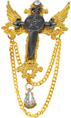 Sullery Angle Wing Star Cross Sword Tassel Rhinestone Brooch Label pin Coat Shewani Coat Brooch