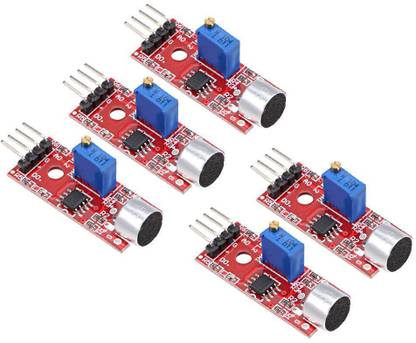 DS Robotics Mic Microphone Sensor High Sensitivity Sound Detection Module Compatible with Arduino PIC AVR ( Pack of 5 ) Sound Recorder and Sound Circuit Electronic Hobby Kit