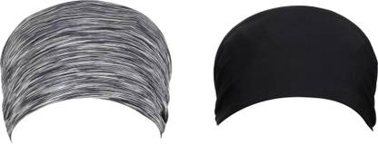 Bismaadh Reversible Non-Slip Moisture & Sweat Wicking Unisex Headband - Ideal for Yoga, Running, Badminton, Exercise, Gyming & All Sports Activity (Black & Space D.Grey) Head Band
