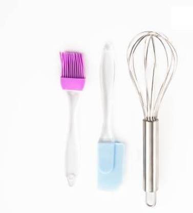 Angelic M&C Silicone Basting Spatula, Brush and Stainless Steel Whisker-Baking Tools Silicone Basting Spatula, Brush and Stainless Steel Whisker Combo Pack Multicolor Kitchen Tool Set (Multicolor) Kitchen Tool Set