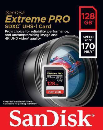 SanDisk SDSDXXY-128G-GN4IN Extreme Pro 128 GB SDXC Class 10 170 Mbps  Memory Card Compatible with Camera