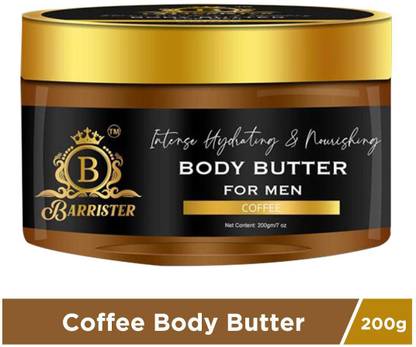 BARRISTER Coffee Body Butter for Men|VIT-E Shea Butter, Cocoa Butter, Coffee Extract, Glycerin|Reduces Breakouts, Acne & Signs of Aging