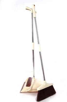 SEAHAVEN Dustpan Brush with Long Handle Telescopic Upright,Broom and Dustpan Cleaning Set Plastic Wet and Dry Brush