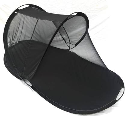 Aim Emporium Polyester Adults Washable Foldable Mosquito Net (Size: 210 x 110 x 90) Sit-in Free standing with one Side Slidder Gate (BLACK) For One Person Mosquito Net