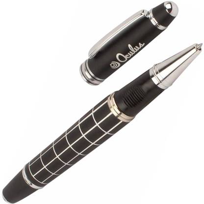 Oculus 5998 Black & Silver Combination Check Pattern Metal Roller Ball Pen