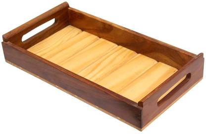 manzees Wooden Handmade Rectangle shaped Serving tray for Drinks , Snacks ( 12 by 8 ) Tray