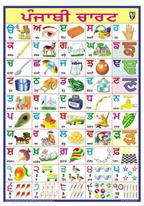 Punjabi Alphabet Chart Without Pvc Rollers Educational Chart Classroom Chart School Chart [Wall Chart] Indian Book Depot Paper Print