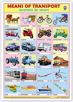 Means Of Transport Chart Without Pvc Rollers Educational Chart Classroom Chart School Chart [Wall Chart] Indian Book Depot Paper Print