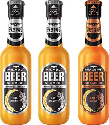 PARK AVENUE 2 Anti.D + 1 Shiny .B Beer Shampoo for Men 350 Ml Pack Of 3