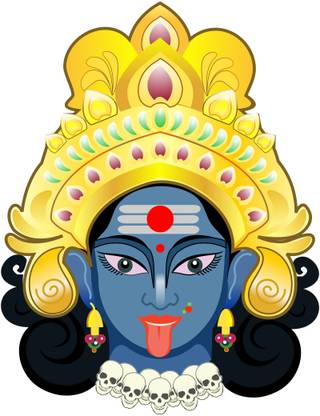 Creatick Studio 76 cm Animated Goddess Maa Kali wall sticker for navratra special Self Adhesive Sticker