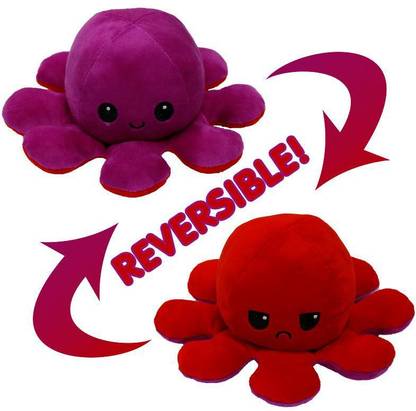 AVS Reversible Octopus Mini Plush - Stuffed Toy | Show Your Mood Without Saying a Word Moody Happy Sad Reversible Octopus Plush Toy  - 15 cm