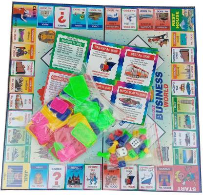 KIDZIAN Family Entertaining Business Board Game ( Business World With PVC Coins & paper tickets) Party & Fun Games Party & Fun Board Game