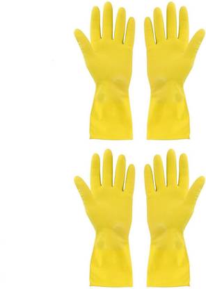 Strobine New Latest Corean Design Latex Baby Yellow Reusable Rubber 2 Pair (4 Pieces) Hand Careing Long Sleeve Waterproof Safety Hand Gloves Combo, Cleaning Gloves, Household Gloves/ Bathroom Cleaning / Kitchen Platform Washing Washable Cloth Washing Good Quality Free Size Soft Scrubbing Dish washing Plate Dishes Pet Grooming Unique Silicon Brush Multi Use Cleaning Garden And Bath Safety Industrial Heat And chemical Daily Uses Clean Gloves Rubber, Latex Unisex Safety Gloves Garden Multi Use Dotted Safety Good Rubber Waterproof Hand Glove Wet and Dry Glove Set Bath Gloves,Pet Grooming, Garden Waterproof Surgical Gloves, Cleaning Gloves Combo Set Wet and Dry Glove Set