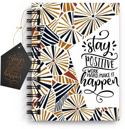 DI-KRAFT Quote printed A5 Notebook, 90 GSM, Unruled White 160 Pages (6*8 Inch), Spiral Wiro Binding Diary with Dangler & Desing Design A5 Diary Unruled 160 Pages