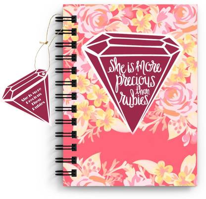 DI-KRAFT Diamond Shape Quotes A5 Notebook, 90 GSM, Unruled White 160 Pages (6*8 Inch), Spiral Wiro Binding Diary with Dangler & Desing Design A5 Diary Unruled 160 Pages