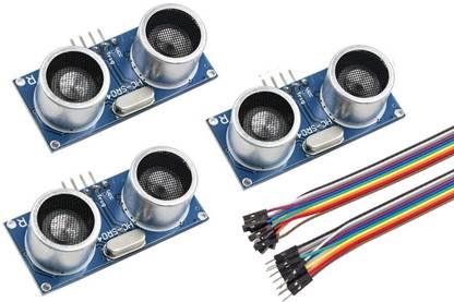 DS Robotics HC-SR04 Ultrasonic Sensor Distance Module for Arduino UNO MEGA2560 Nano Robot XBee ZigBee With 4 pcs Female To Female Jumper Wire ( Pack of 3 ) FM Transmitter Electronic Hobby Kit