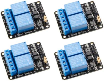DS Robotics 2 Channel DC 5V Relay Module for Arduino UNO R3 DSP ARM PIC AVR STM32 Raspberry Pi with Optocoupler Low Level Trigger Expansion Board (Pack of 4 ) Micro Controller Board Electronic Hobby Kit