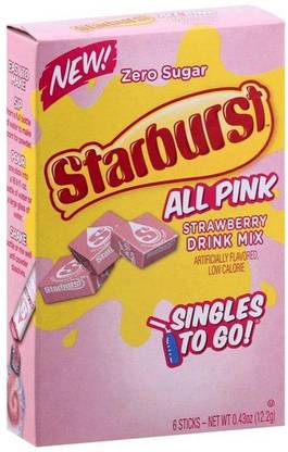 Starburst Zero Sugar All Pink Strawberry Flavor Drink Mix 6 Sticks Energy Drink