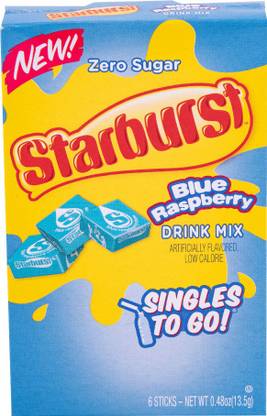 Starburst Zero Sugar Blue Raspberry Flavor Drink Mix 6 Sticks Energy Drink