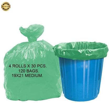Vruta GREEN 19x21 pack of 4 ( 120 BAGS) Recyclable Garbage Bags. Medium 13 L Garbage Bag  Pack Of 120