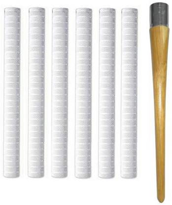 R45 Pair of 6 Cricket Bat White Grip (MSD) + One Wooden Grip Cone Chevron