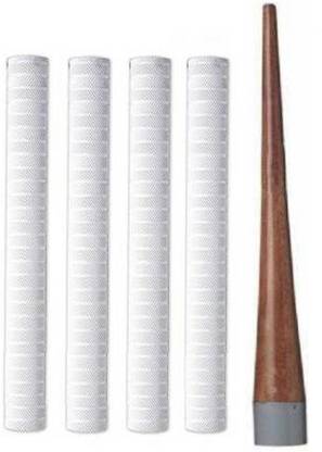 R45 Pack of 4 Cricket Bat White Grip (MSD) + One Wooden Grip Cone Chevron