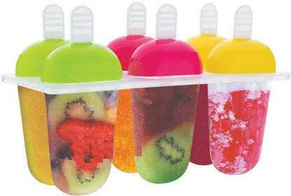 DEAGAN Plastic Reusable Popsicle Molds Ice Pop Makers Ice Pop Molds Kulfi Maker Mould, Candy Maker Plastic Popsicle Mold, Kids Ice Cream Tray Holder (6 Mould) Multicolor Plastic Ice Cube Tray (Pack of1 Multicolor Plastic Ice Cube Tray