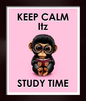 Keep Calm Its Study Time Framed Poster Acrylic Glass for Room & Office (10 Inch X 12 Inch, Multicolor) Paper Print