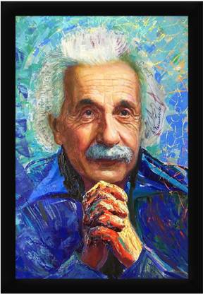Braj Art Gallery Albert Einstein Photo Frame Digital Reprint 19.5 inch x 13.5 inch Painting
